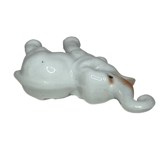 Vintage White Ceramic Elephant Trunk Up Lucky Elephant Japan - Picture 5 of 7